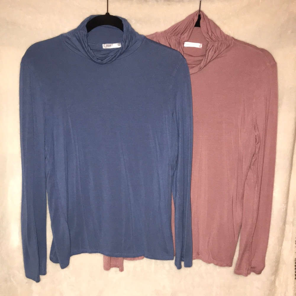 2 DOUBLJU Women’s Long Sleeve Cowl Neck Shirts - 3XL